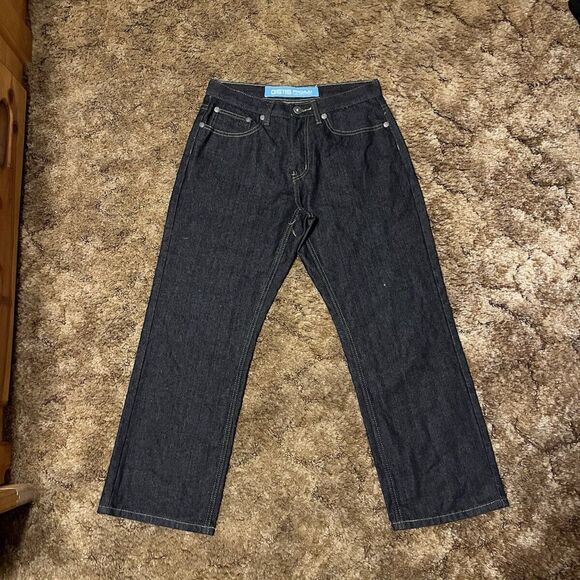 Y2K GS115 Embroidered Baggy Skater Jeans Navy Blue 32x29 - Picture 4 of 4